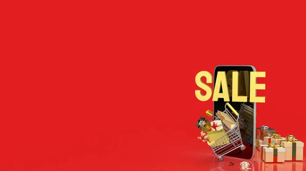 Mobile Shopping Cart Sale Promotion Concept Rendering — Stock Photo, Image