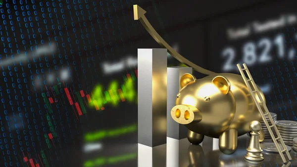 Cerdo Oro Monedas Fondo Negocios Representación — Foto de Stock