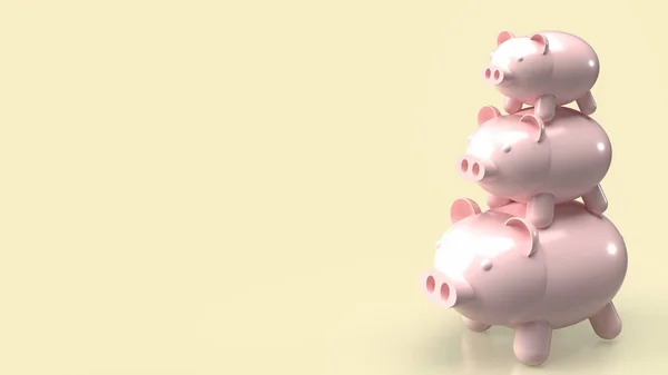Drei Sparschweine Zum Sparen Oder Geschäftskonzept Rendering — Stockfoto