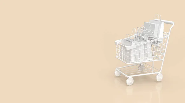 White Shopping Cart Market Business Concept Rendering — Stock Photo, Image