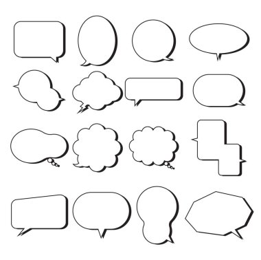 Balon metin çizgi film stili bohça vektör resmini ayarlar