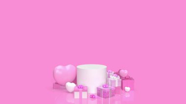 Sevgililer Günü konsepti için hediye kutusu ve kalp 3D yorumlama