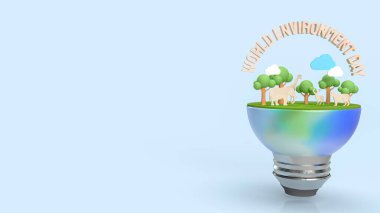 Dünya çevresi ahşap metin tatil kavramı, dünya ve vahşi yaşam için eko veya kaydetme kavramı 3D yorumlama