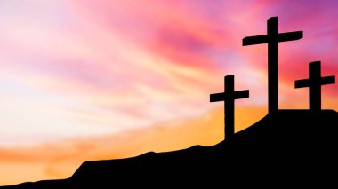 cross Jesus in twilight sky for good friday concept 3d rendering