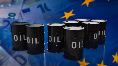 oil tank on eu flag background image 3d rendering