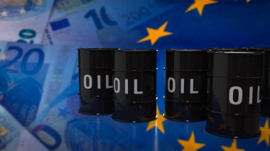 oil tank on eu flag background image 3d rendering