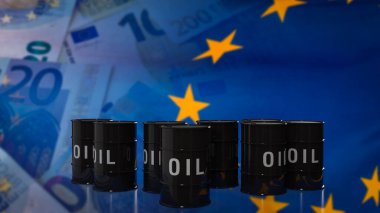 oil tank on eu flag background image 3d rendering