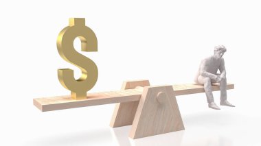 man and scales gold dollar symbol for business or money concept 3d rendering