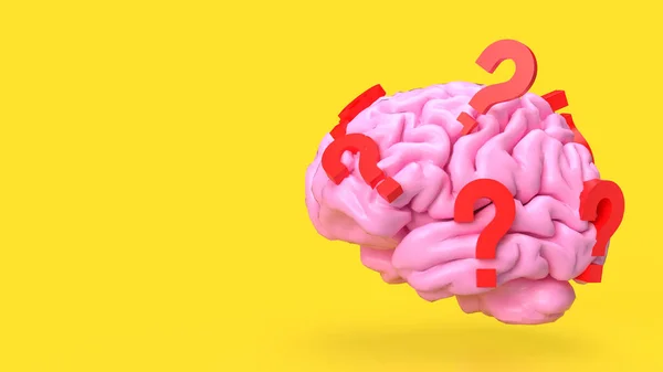 Рожевий Мозок Червоний Знак Питання Науки Або Освіти Концепції Рендеринга — стокове фото