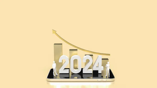 2024 Chart Mobile Business Concept Renderin — Foto de Stock