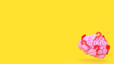 pink  Brain and red question mark for sci or education concept 3d rendering