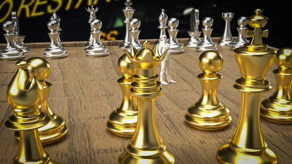 ビジネスコンセプト3Dレンダリングのためのチェスボード上の人物 — ストック写真
