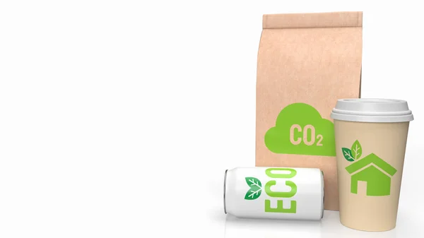 Paket Bagi Konsep Eco Atau Recycle Rendering — Stok Foto