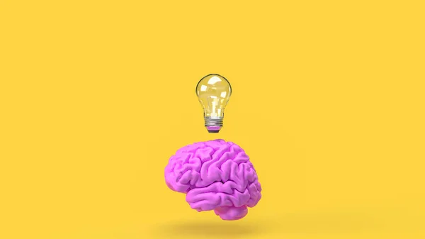 Hjärna Och Glödlampa För Kreativt Tänkande Eller Brainstorm Koncept Rendering — Stockfoto