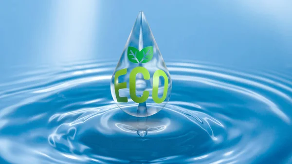 Gota Água Para Renderização Conceito Ecológico — Fotografia de Stock