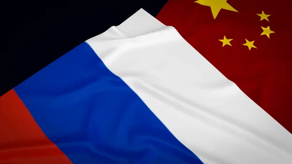 The China and Russia flag image 3d renderin