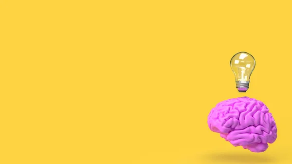 創造的な思考やブレインストーミングの概念3Dレンダリングのための脳と電球 — ストック写真