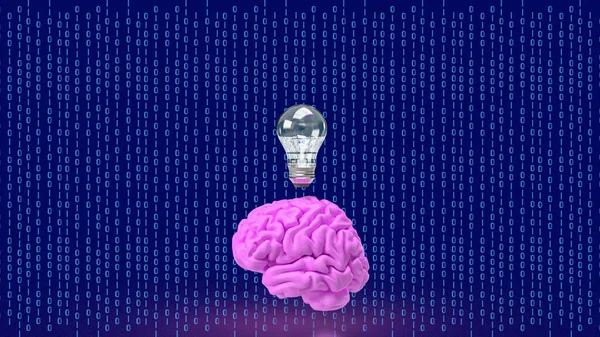 Mozek Žárovka Digitálním Pozadí Pro Kreativní Myšlení Nebo Koncepci Brainstorm — Stock fotografie