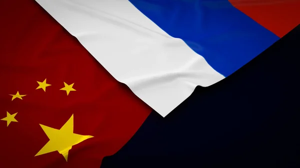 The China and Russia flag image 3d renderin