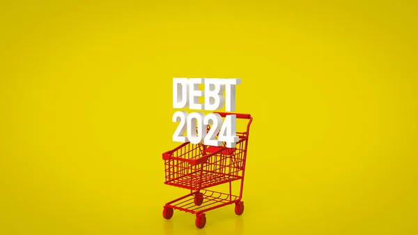 Debito 2024 Nel Carrello Super Market Business Concept Rendering — Foto Stock