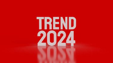 Kırmızı arkaplan 3d oluşturma üzerine metin eğilimi 2024