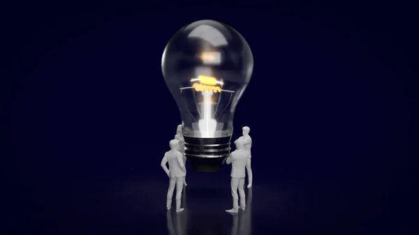 灯泡和商人3D渲染 — 图库照片