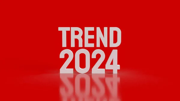 Text Trend 2024 Auf Rotem Hintergrund Rendering — Stockfoto