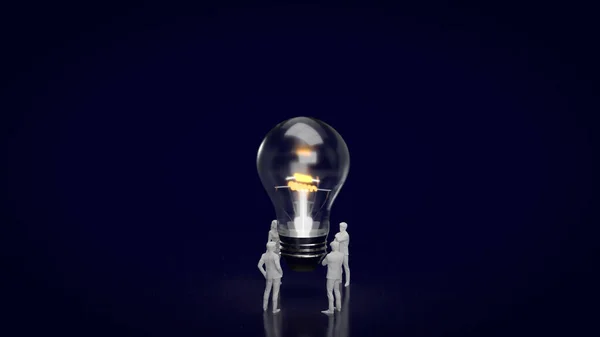 電球とビジネスマン3Dレンダリング — ストック写真