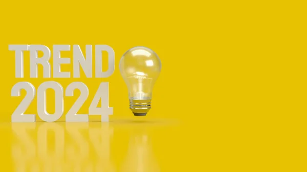 Text Trend 2024 Light Bulb Yellow Background Rendering — Stock Photo, Image