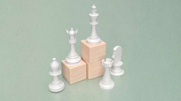 Der Holzwürfel Und Schach Für Business Konzept Renderin — Stockfoto