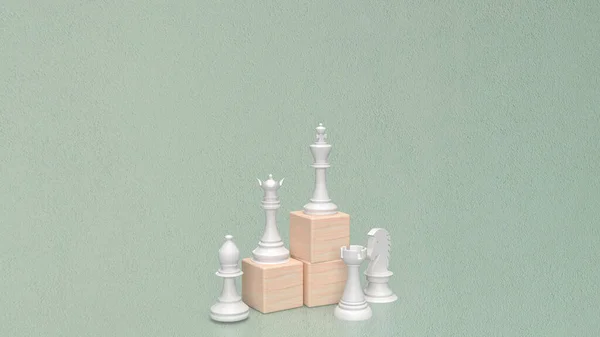 Κύβος Ξύλου Και Σκάκι Για Την Έννοια Των Επιχειρήσεων Renderin — Φωτογραφία Αρχείου