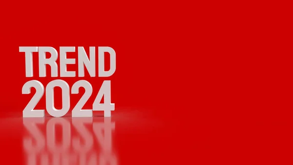 Tendência Texto 2024 Fundo Vermelho Renderização — Fotografia de Stock