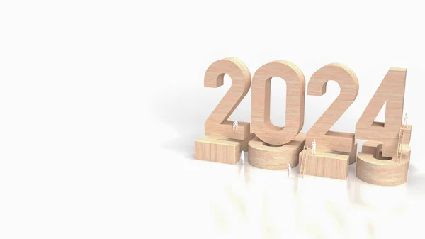 Wood Text 2024 Figure Business Concept Rendering — 图库照片