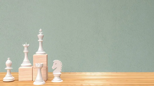 ビジネスコンセプト3Dレンダリングのための木製のキューブとチェス — ストック写真
