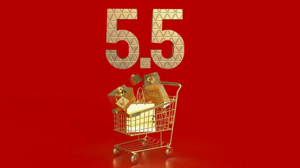 特別オファーコンセプト3Dレンダリングのショッピングカートの金番号5 — ストック写真