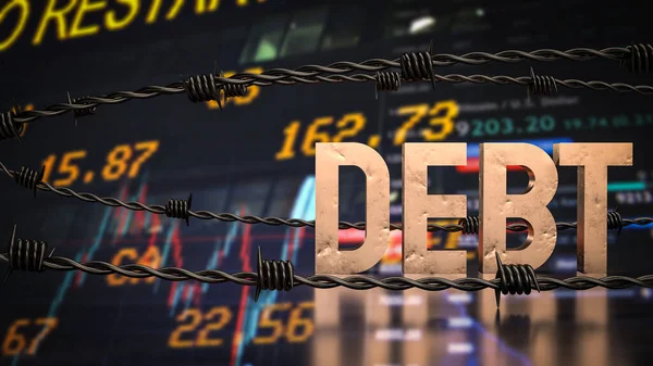 事業上の債務と鉄条網背景3Dレンダリング — ストック写真