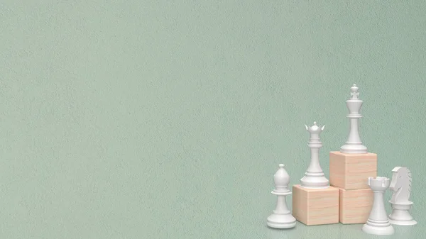ビジネスコンセプト3Dレンダリングのための木製のキューブとチェス — ストック写真