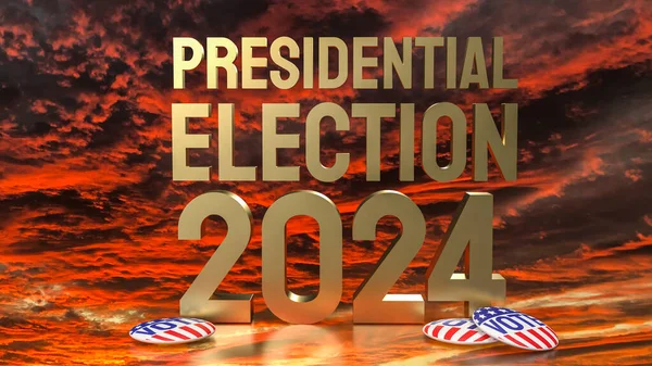 Dämmerhimmel Und Goldtext Präsidentschaftswahl 2024 Für Stimmenkonzept Rendering — Stockfoto