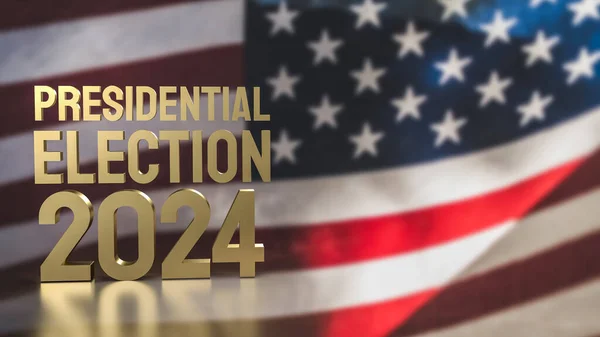Flagge Und Goldener Text Präsidentschaftswahl 2024 Für Stimmenkonzept Renderin — Stockfoto