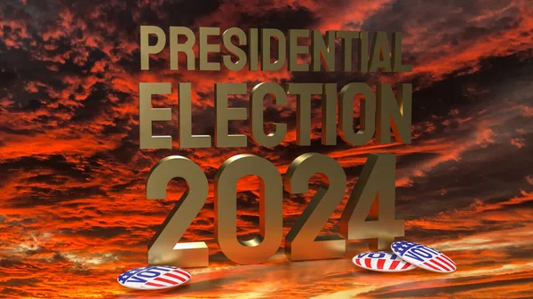 Twilight Sky Gold Text Presidential Elections 2024 Vote Concept Rendering — стоковое фото