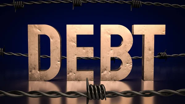 Dívida Arame Farpado Para Renderização Conceito Negócio — Fotografia de Stock