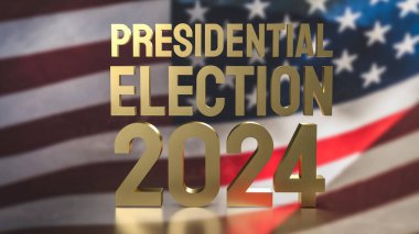 Usa flag and gold text presidential election 2024 for vote concept 3d renderin clipart