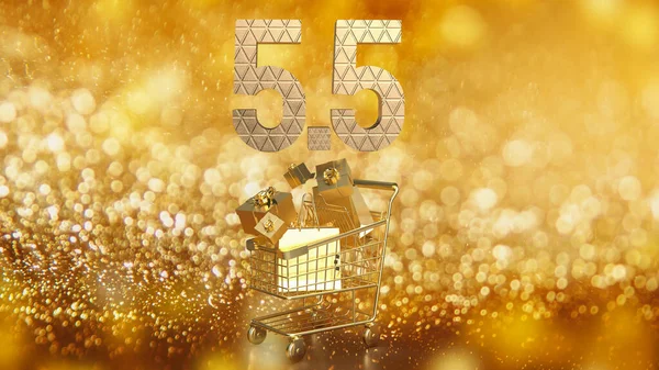 Gold Number Shopping Cart Special Offer Concept Renderin — Zdjęcie stockowe