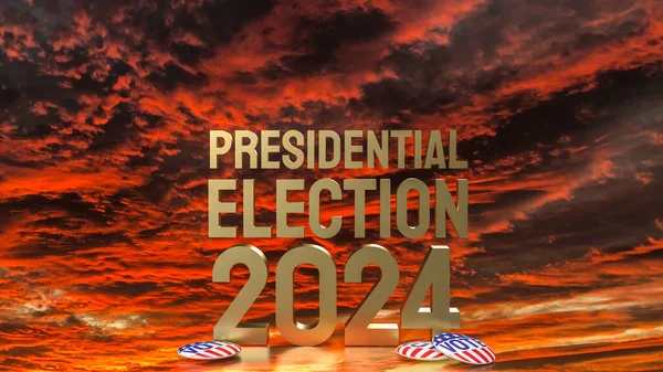 Сутінки Небо Золотий Текст Президентські Вибори 2024 Концепцію Голосування Рендеринга — стокове фото