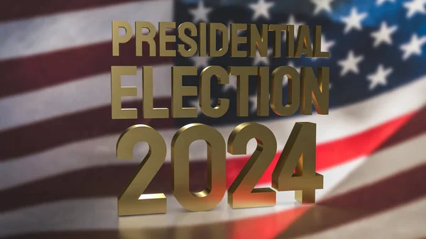 Amerikai Zászló Arany Szöveg Elnökválasztás 2024 Szavazási Koncepció Renderin — Stock Fotó