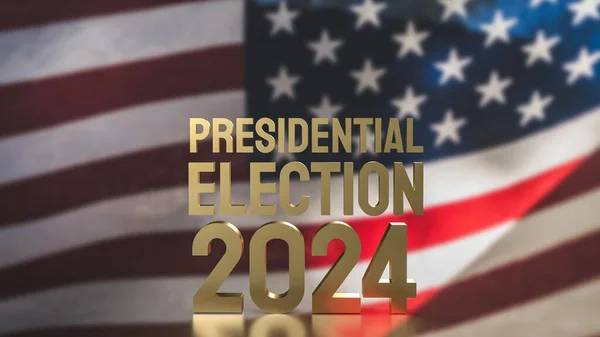 Usa Bandiera Testo Oro Elezioni Presidenziali 2024 Concetto Voto Renderin — Foto Stock