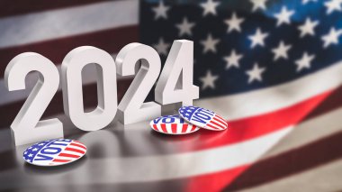 Usa flag and 2024 for vote concept 3d rendering clipart
