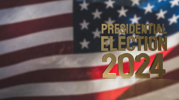 Usa Прапор Золотий Текст Президентські Вибори 2024 Голосуванням Концепція Рендерин — стокове фото