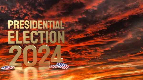 Crepúsculo Céu Ouro Texto Presidencial Eleição 2024 Para Votação Conceito — Fotografia de Stock
