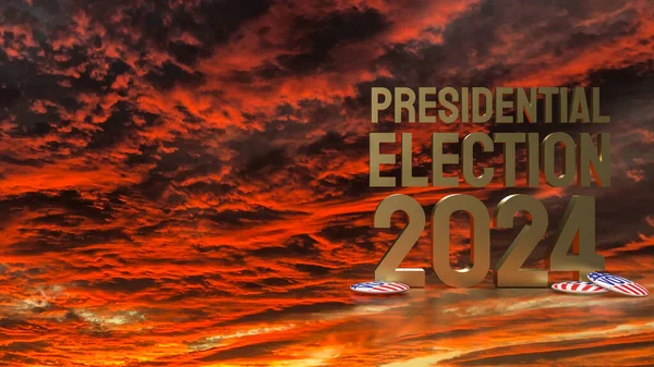 Twilight Hemel Gouden Tekst Presidentsverkiezingen 2024 Voor Stem Concept Rendering — Stockfoto